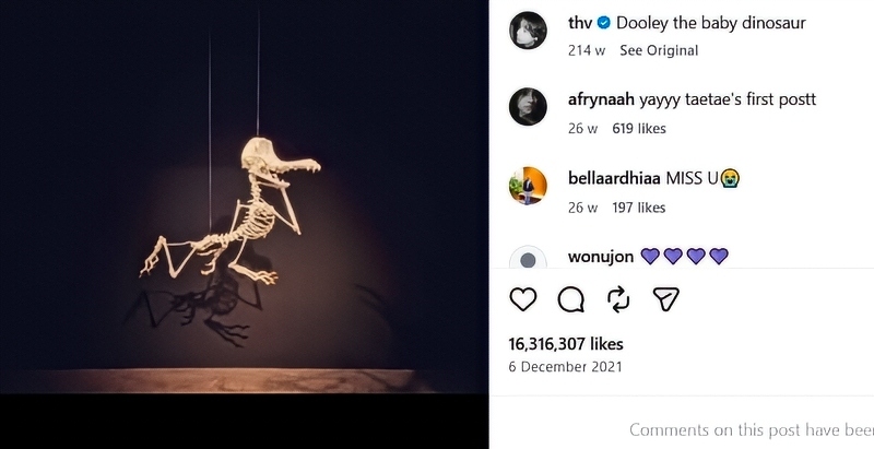 V's first ever post on Instagram